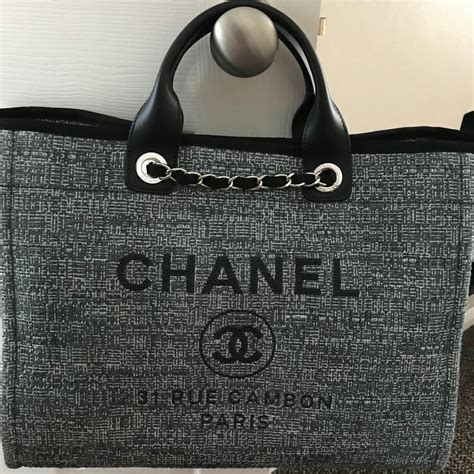 chanel deauville tote grey replica|chanel deauville tote large size.